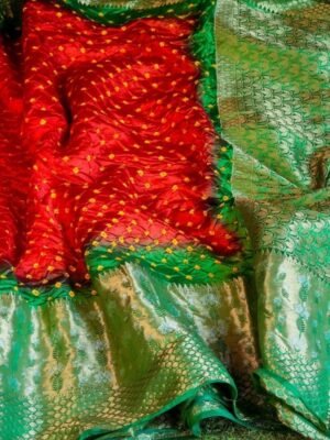 Dupion Silk Bandhani Banarasi Saree: Elegance & Craftsmanship - Vastra ShringarSAREEVastra ShringarVastra ShringarVS011Dupion Silk Bandhani Banarasi Saree: Elegance & Craftsmanship - Vastra Shringar