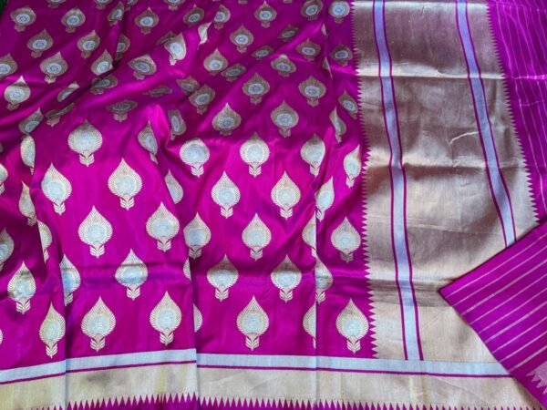 Pure Katan Silk Saree with Beautiful Golden Zari Motifs - Vastra ShringarSAREEVastra ShringarVastra ShringarPure Katan Silk Saree with Beautiful Golden Zari Motifs